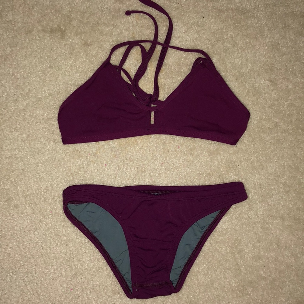 Jolyn magenta bikini top and bottom